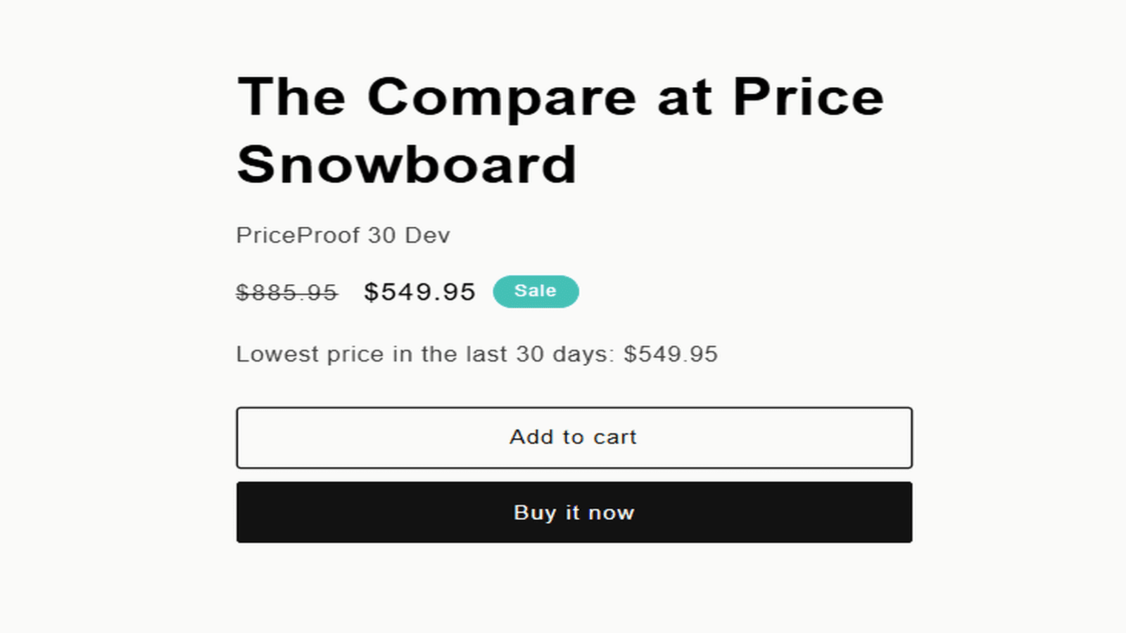A product page showing the lowest price of the last 30 days