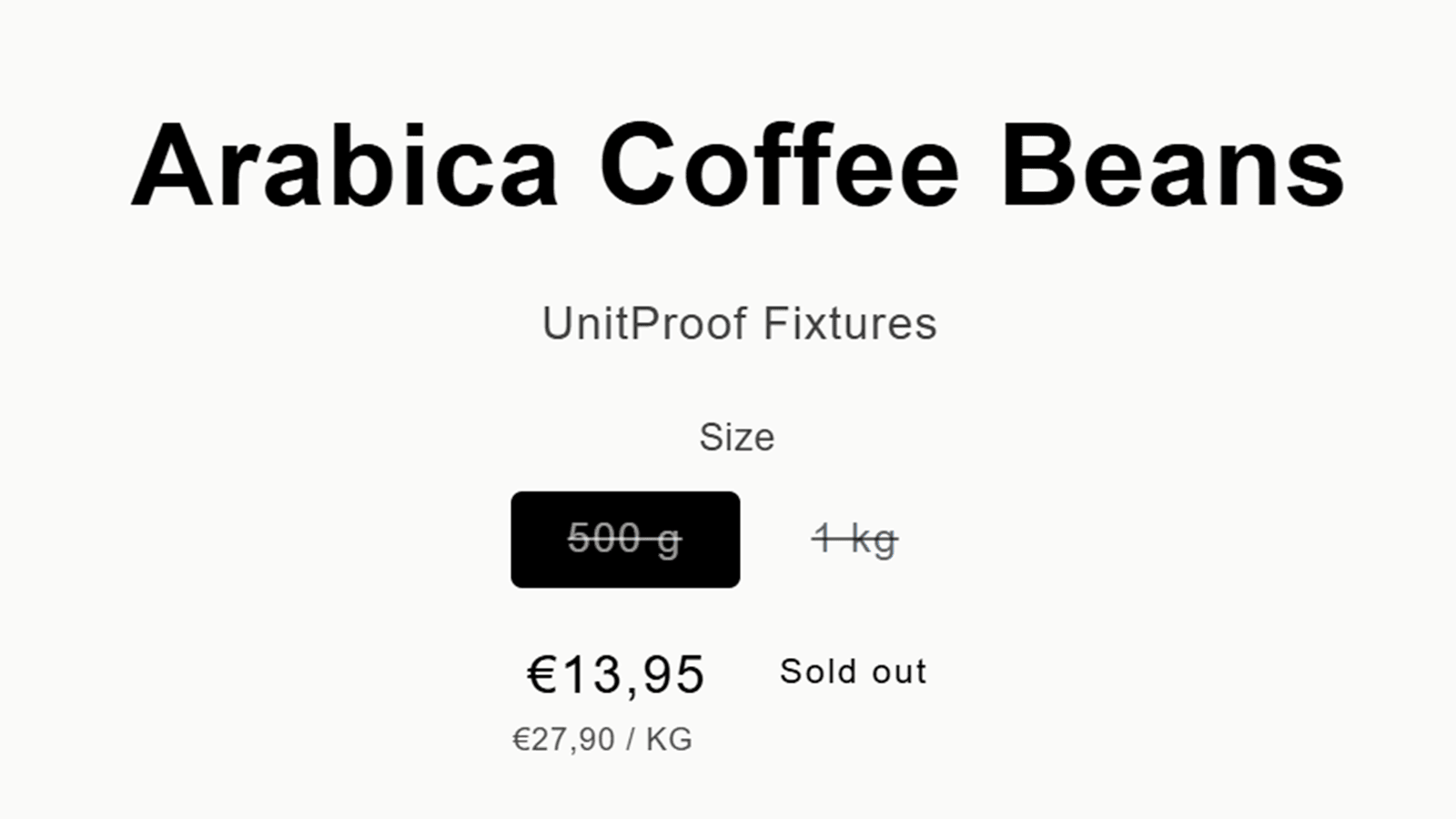 A product page showing the unit price beneath the price